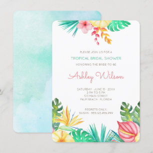 Watercolor Floral Tropical Bridal Shower Invite