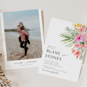 Watercolor Floral Tropical Wedding Invitation