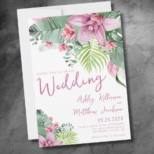 Watercolor Floral Tropical Wedding Invitation