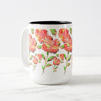 Watercolor Floral Two-Tone Coffee Mug