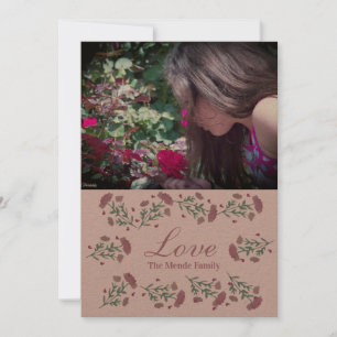 Watercolor Floral Valentines Day Heart Photo Card