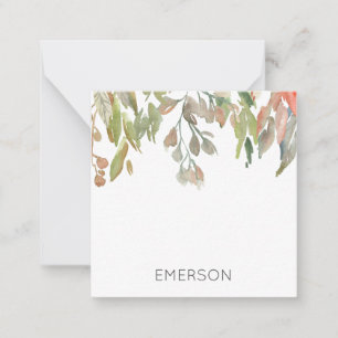Watercolor Floral Vine NAME Colourful Fall Card