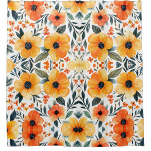 Watercolor Floral Vintage Pink Flowers Shower Curtain