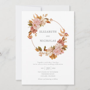 Watercolor Floral Vintage Wreath Wedding Invitatio Invitation