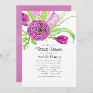 Watercolor Floral Virtual Baby Shower Invitation