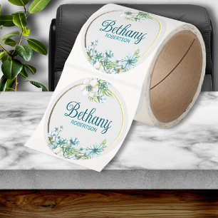 Watercolor Floral w/ Gold Foil Accent Personalised Classic Round Sticker