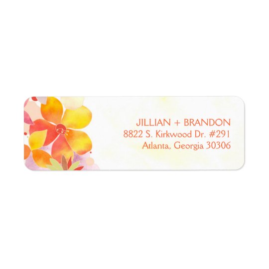 Watercolor Floral Wedding Address Return Address Label