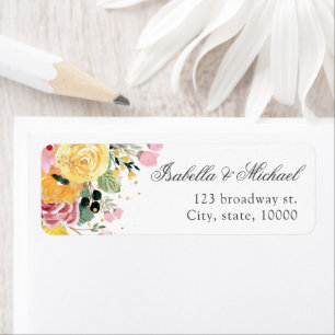 Watercolor Floral Wedding Address Return Address Label