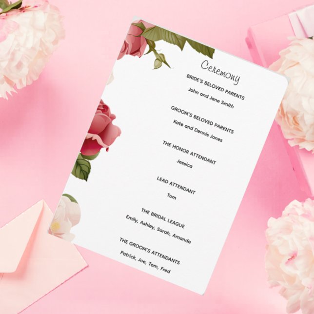 Watercolor Floral Wedding Ceremony Program | Pink  (Creator Uploaded)