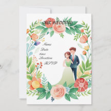 Watercolor Floral Wedding Couple – Romantic Garden
