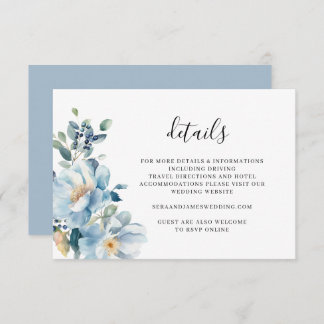 Watercolor floral Wedding Details Card
