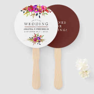 Watercolor Floral Wedding Favour Hand Fan