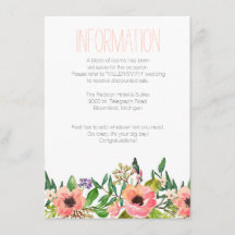 Watercolor Floral Wedding Information Card