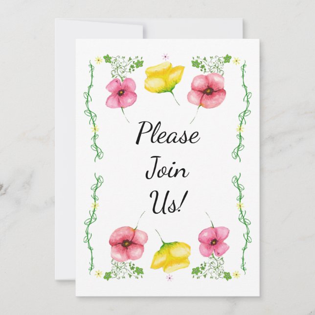 Watercolor Floral Wedding Invitation (Front)