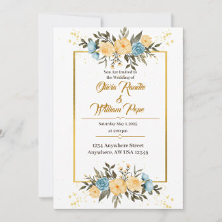 Watercolor Floral Wedding Invitation