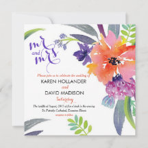 watercolor floral wedding invitation