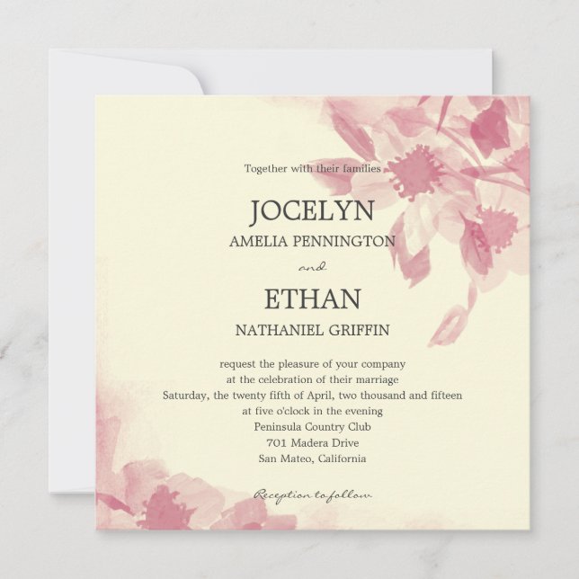 Watercolor Floral Wedding Invitation (Front)