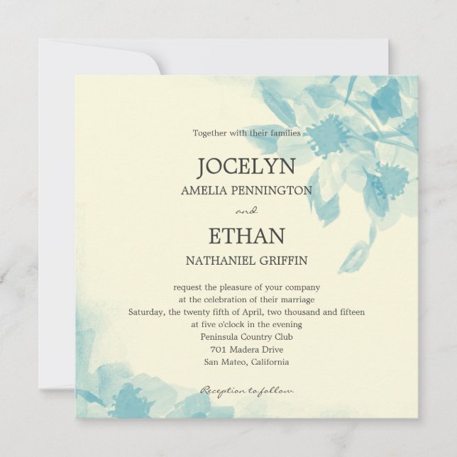 Watercolor Floral Wedding Invitation (Front)