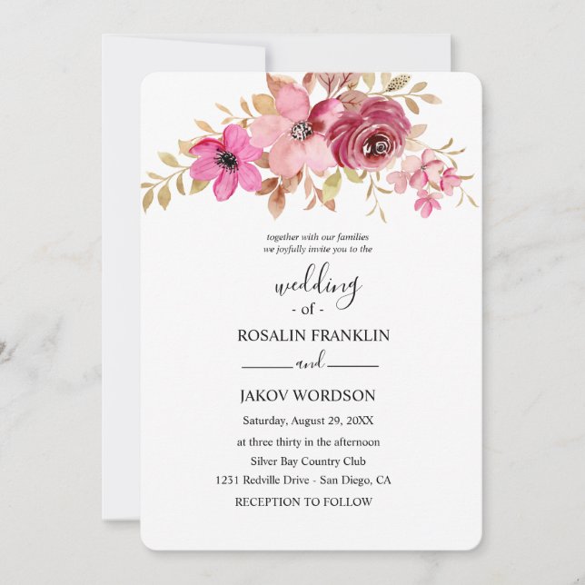 watercolor floral wedding Invitation (Front)