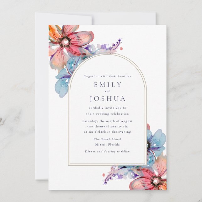 Watercolor Floral Wedding Invitation (Front)