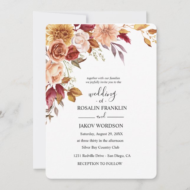 watercolor floral wedding Invitation (Front)