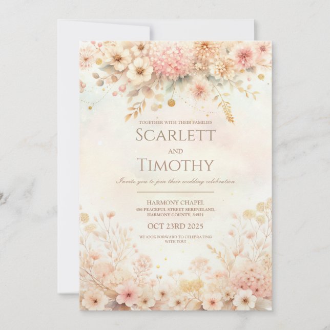 Watercolor Floral Wedding Invitation (Front)