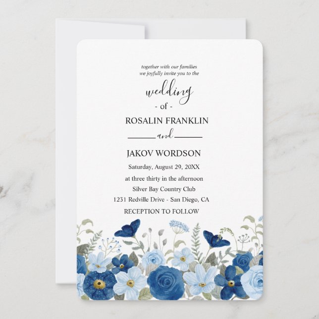 watercolor floral wedding invitation (Front)