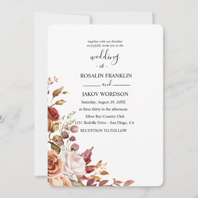 watercolor floral wedding Invitation (Front)