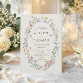 Watercolor Floral Wedding Invitation Suite