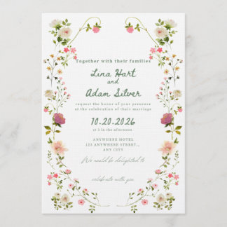 Watercolor Floral Wedding Invitation Template 