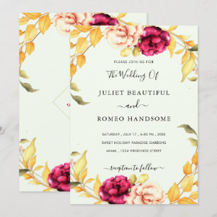 Watercolor Floral Wedding Invitation Template