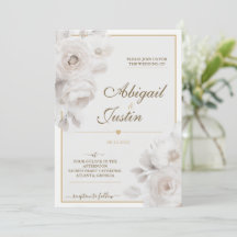 Watercolor Floral Wedding Invitation White Flowers