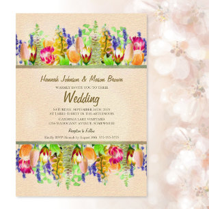 Watercolor Floral Wedding Invitation with RSVP