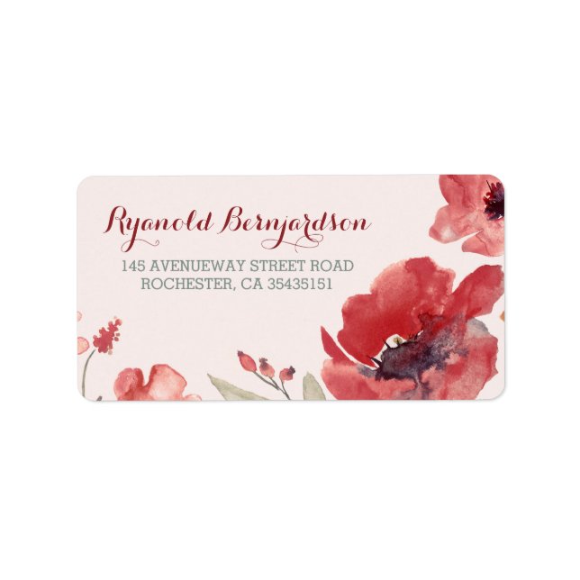 Watercolor Floral Wedding Label (Front)
