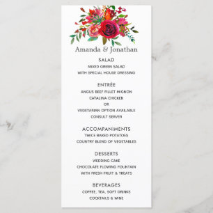 Watercolor Floral Wedding Menu