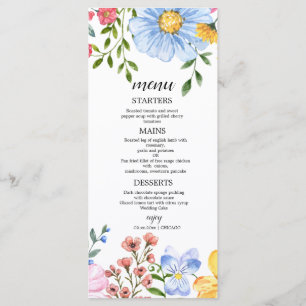 Watercolor Floral Wedding Menu