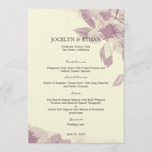Watercolor Floral Wedding Menu Card