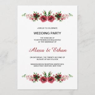 Watercolor Floral Wedding party invitation card