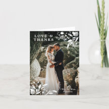 Watercolor Floral Wedding Photo Thank You Cards