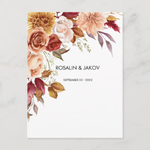 watercolor floral wedding postcard