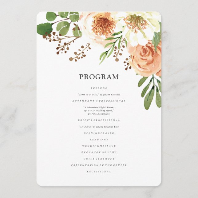 Watercolor Floral Wedding Program (Front)