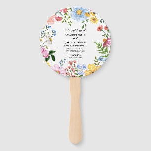 watercolor floral Wedding Program Hand Fan
