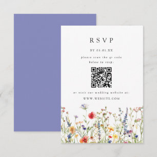 Watercolor Floral Wedding QR Code Response Card