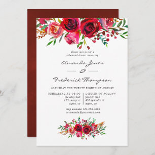 Watercolor Floral Wedding Rehearsal Dinner Invitation