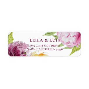 Watercolor Floral Wedding Return Address Label