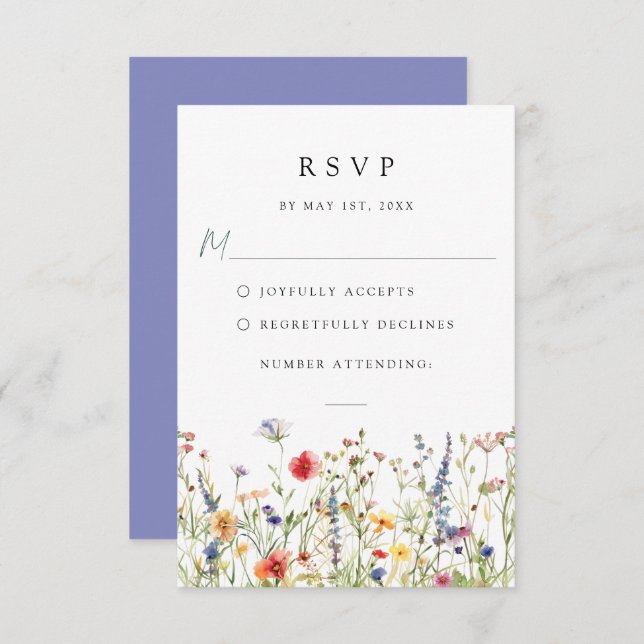 Watercolor Floral Wedding RSVP Card (Front/Back)
