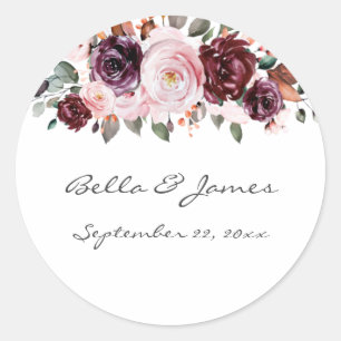 Watercolor Floral Wedding Sticker