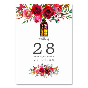 Watercolor Floral Wedding Table Number