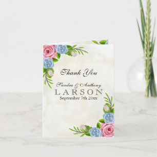 Watercolor Floral Wedding Thank You Card