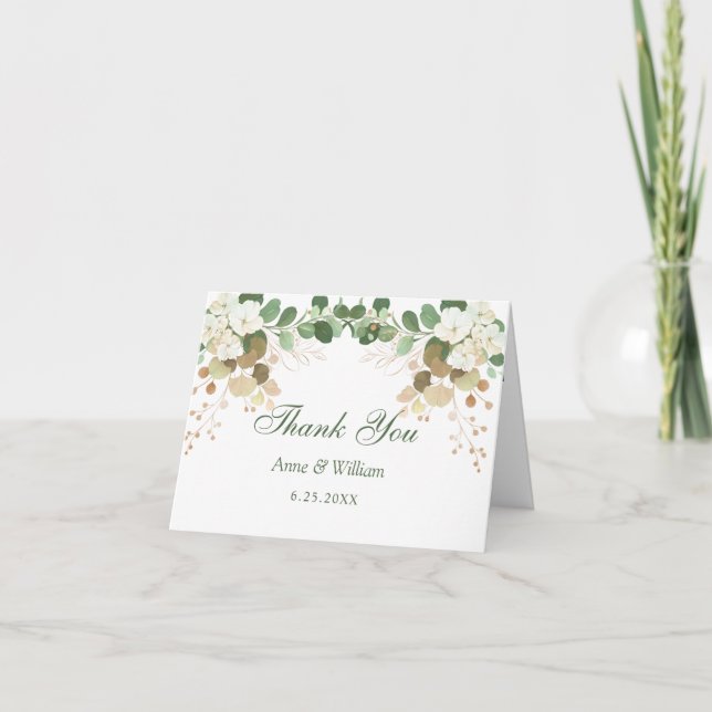 Watercolor Floral Wedding Thank You Card (Front)